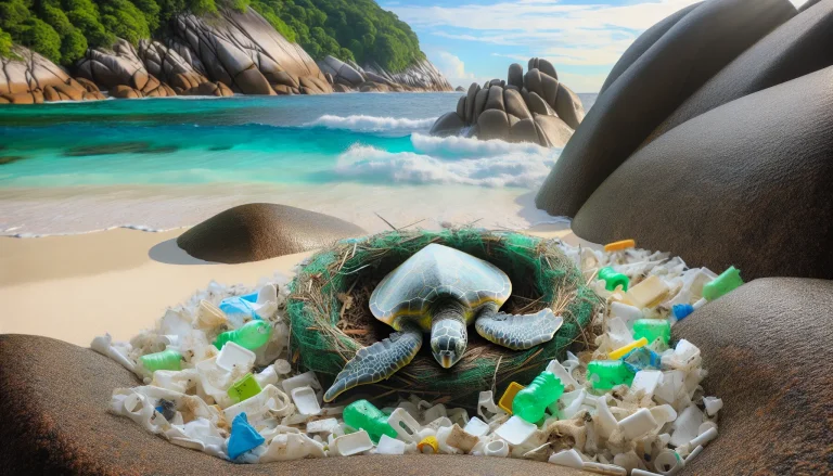 Poluição plástica em ninhos de tartarugas na Ilha de Trindade