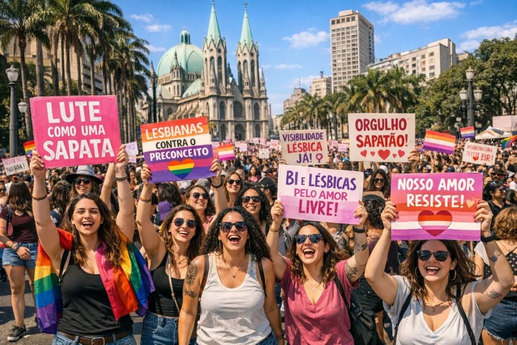Caminhada de Mulheres Lésbicas e Bissexuais em São Paulo