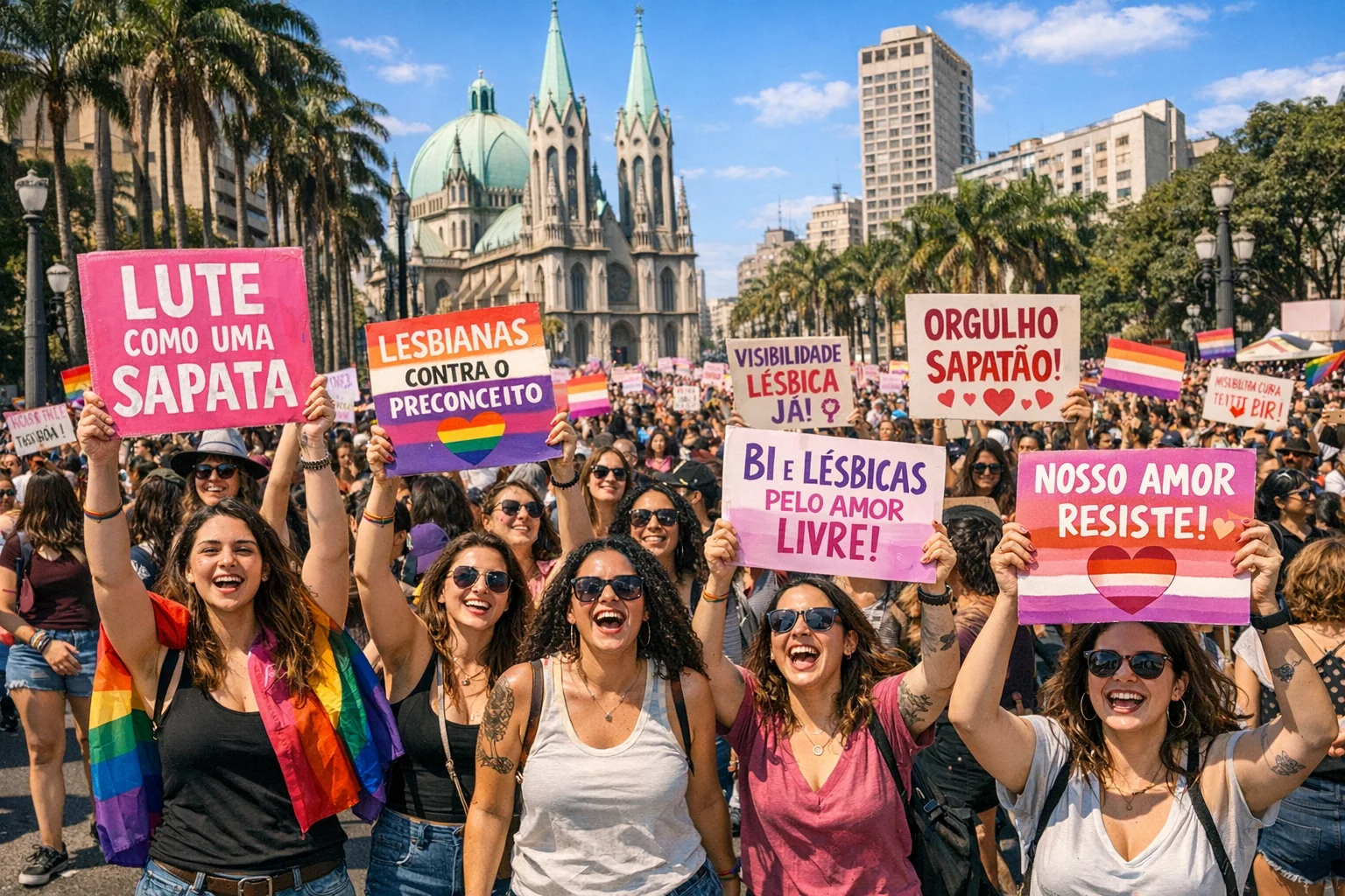 Caminhada de Mulheres Lésbicas e Bissexuais em São Paulo