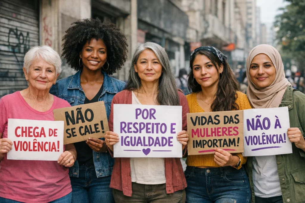 Campanha de conscientização sobre violência contra a mulher