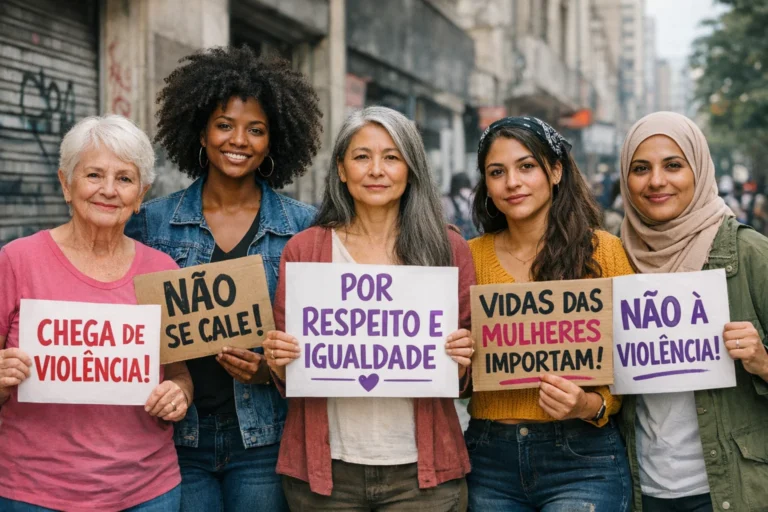 Campanha de conscientização sobre violência contra a mulher