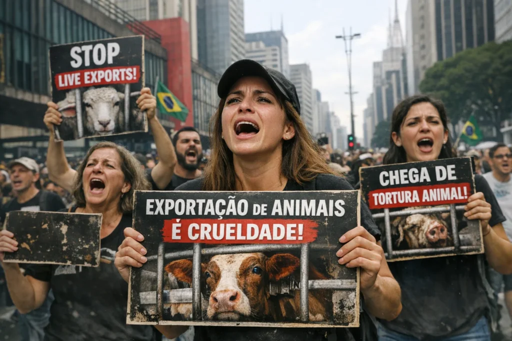 Protestos contra exportação de animais vivos