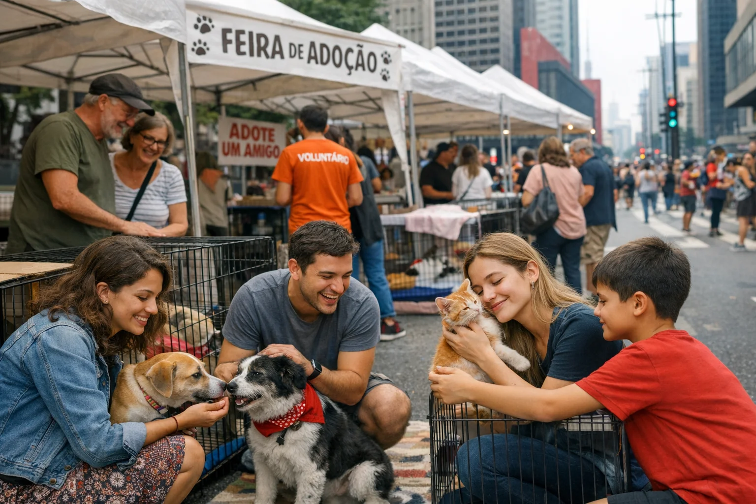 Feira de adoção de cães e gatos na Avenida Paulista