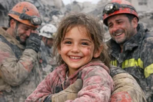 Sorriso de menina resgatada do terremoto na Venezuela